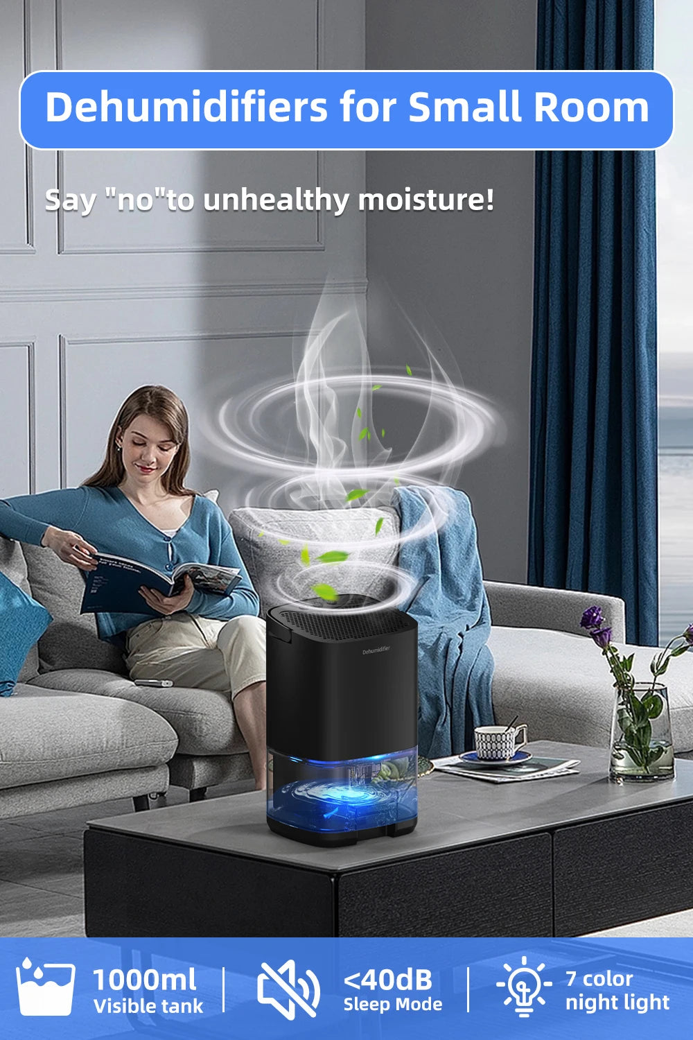 1000ml Portable Dehumidifier for Home, Office & RV