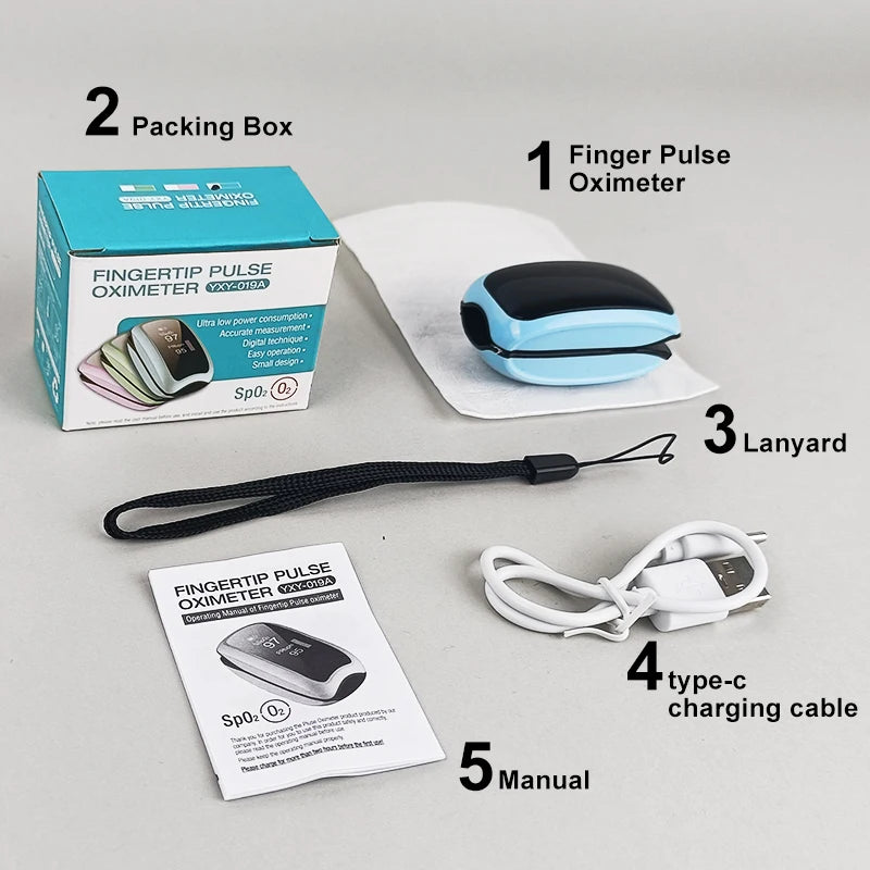 Rechargeable Finger Pulse Oximeter with LED Display