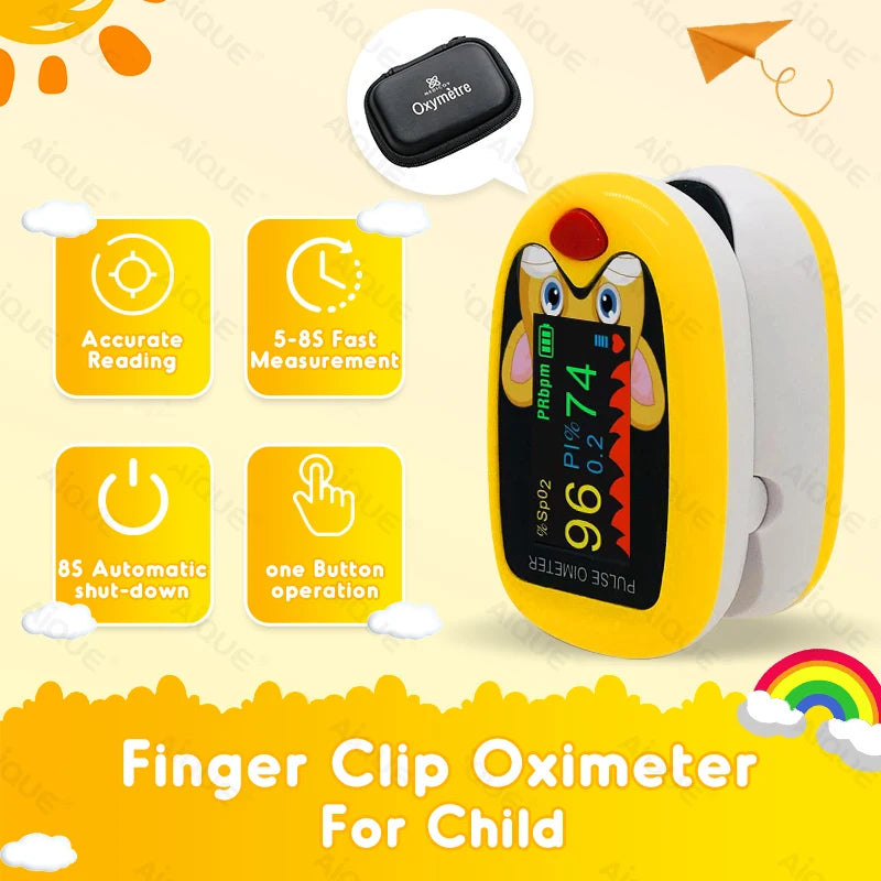 AiQUE Pediatric Finger Pulse Oximeter – Child & Baby SpO₂ Monitor