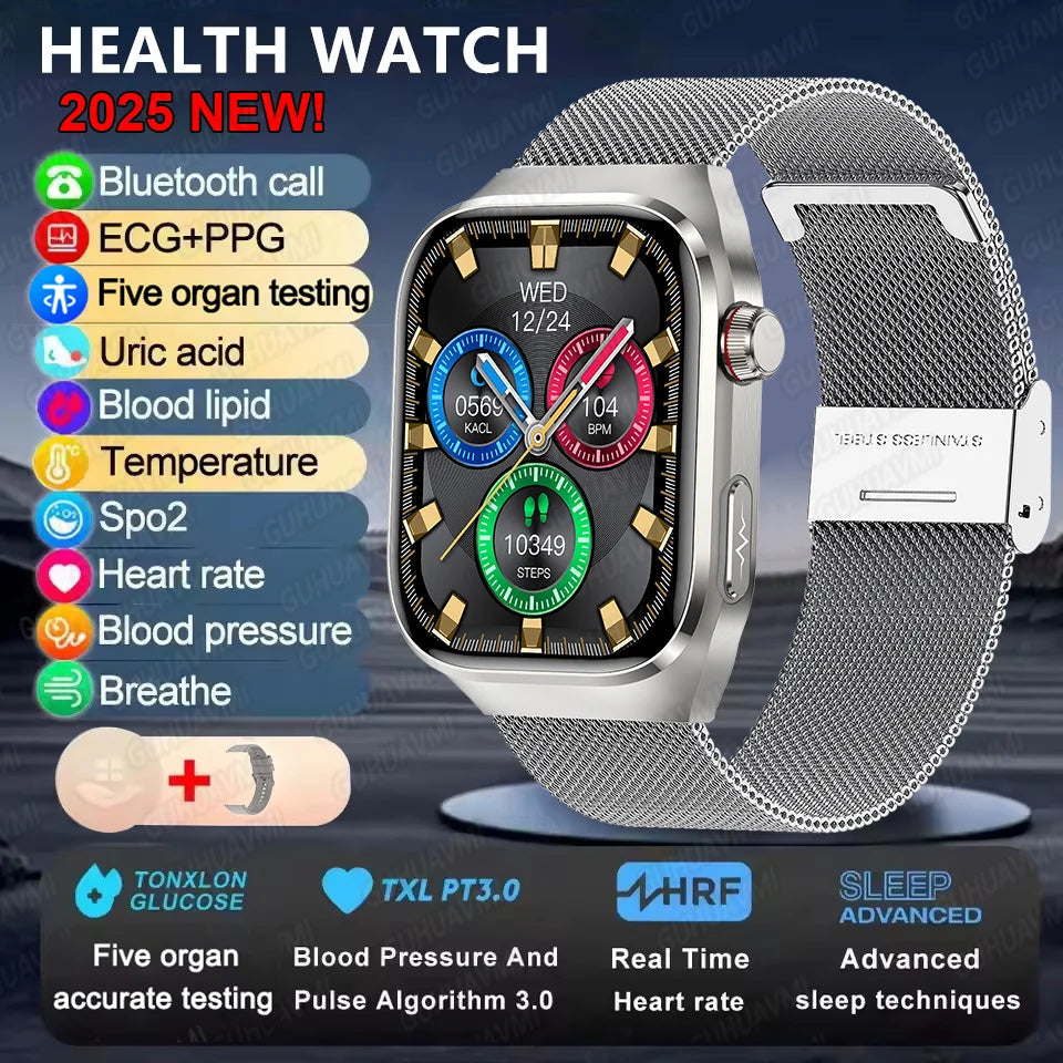 2025 Micro Physical Exam Smartwatch with Uric Acid & Body Fat Monitor