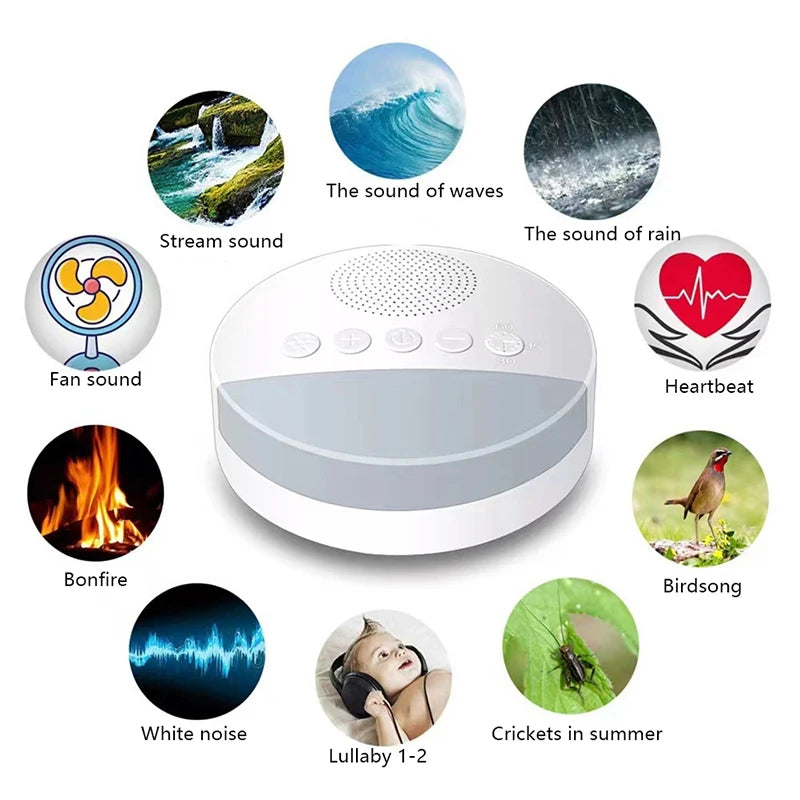 USB Rechargeable Baby White Noise Machine with Night Light & Timer