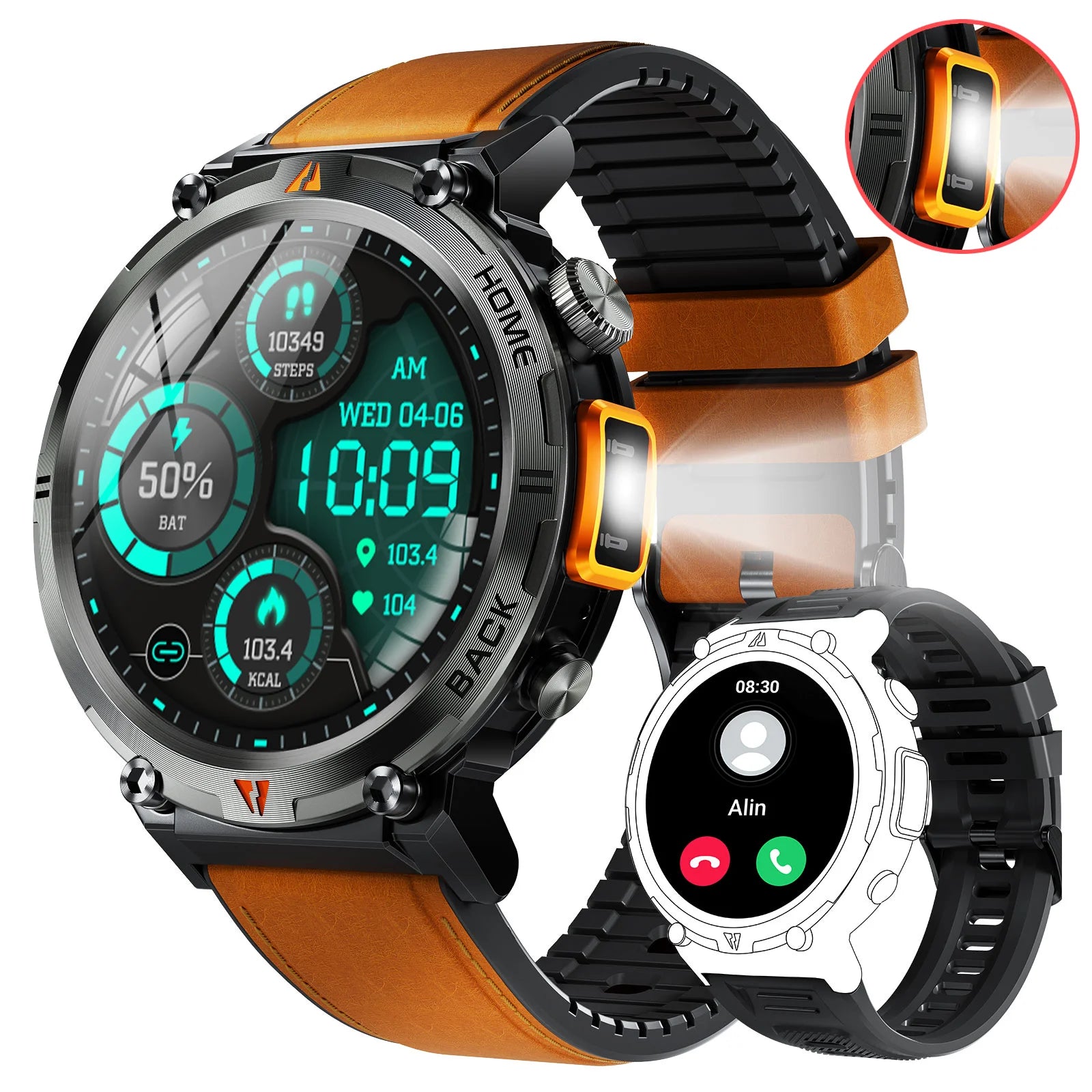 EIGIIS KE3 2024 Smartwatch with Bluetooth Call & Flashlight