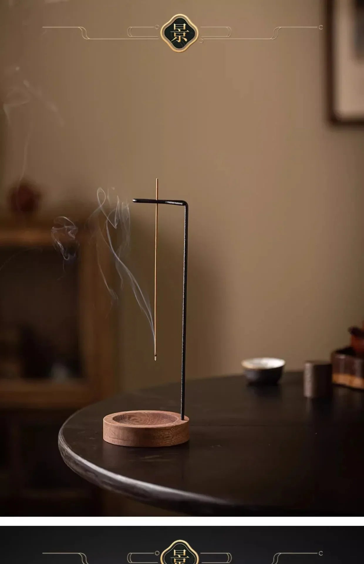 Creative Upside-Down Incense Burner – Wooden Holder & Tray